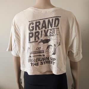 Garage Grand Prix Racing Car Cropped Tshirt, Women's Medium